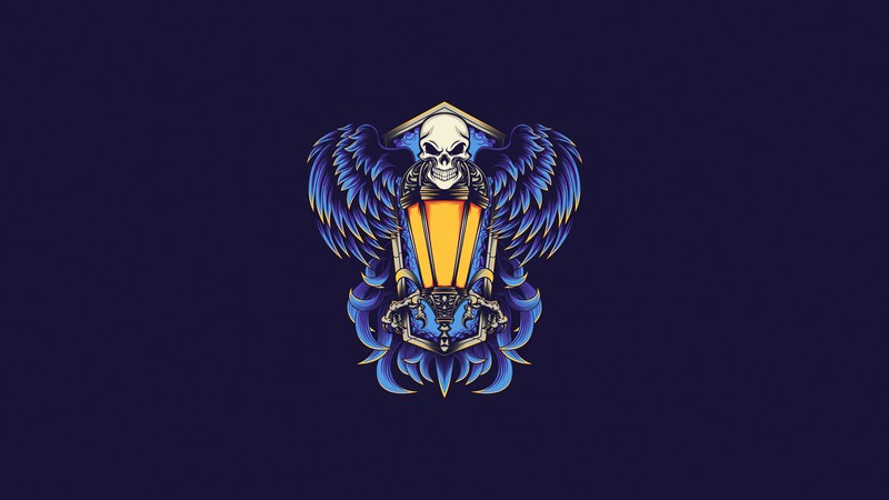 skull, lamp, minimalism, minimalist, artist, artwork, digital art, hd, 4k