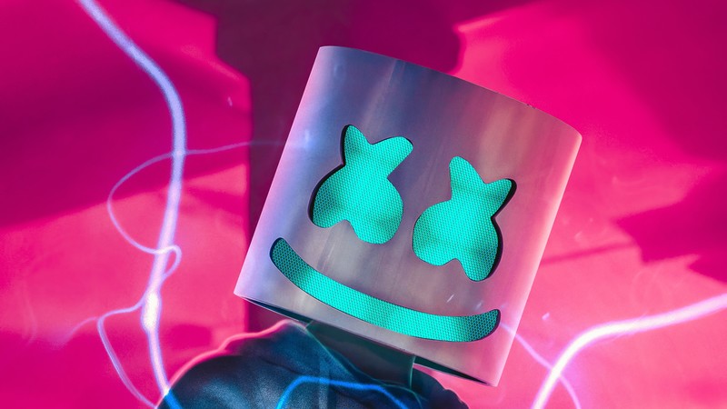 marshmello, music, hd, 4k, mask, neon