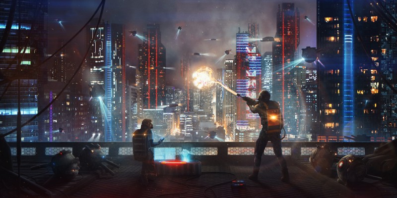 scifi, cyborg, artist, artwork, digital art, hd, 4k