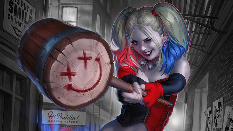 harley quinn, hd, superheroes, digital art, artwork, 4k, artstation