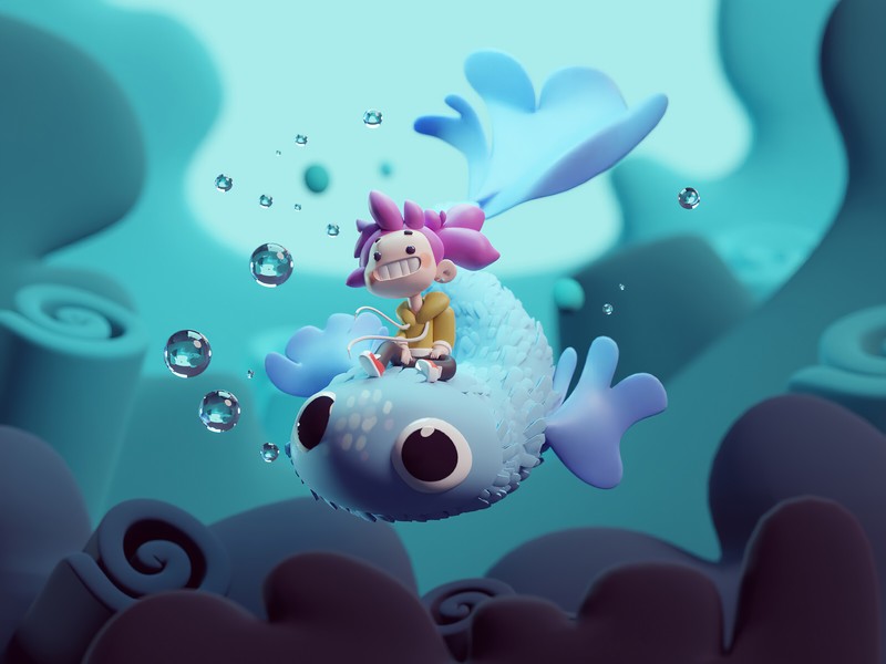 underwater, artist, artwork, digital art, hd, 4k, artstation