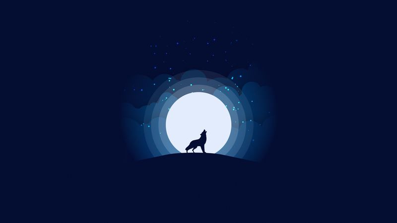 wolf, moon, howling, art, vector, 4k