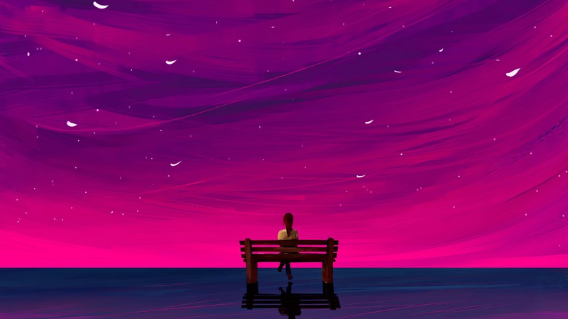 alone, artist, artwork, digital art, hd, 4k, pink, artstation