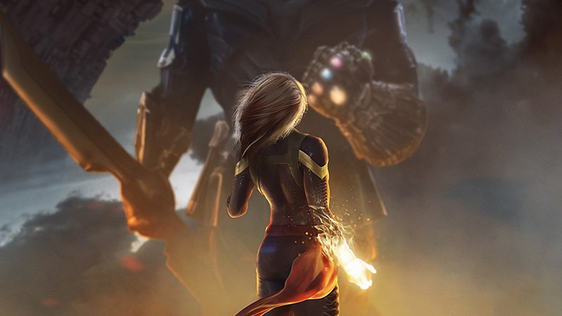 captain marvel, thanos, superheroes, hd, artist, artwork, digital art, artstation