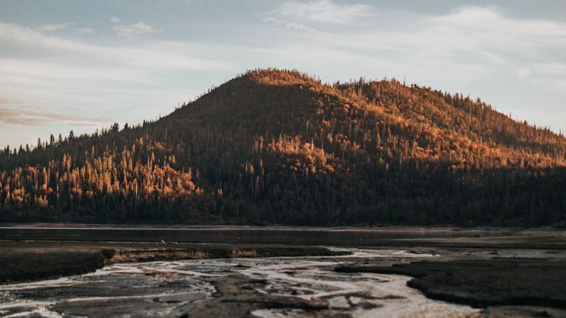 river, hill, mountain, forest, landscape, 4k