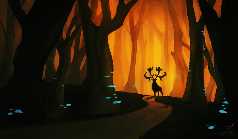 reindeer, forest, artist, artwork, digital art, hd, 4k, artstation