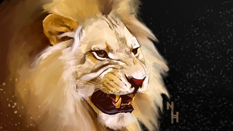 lion, grin, art, predator, king of beasts, 4k
