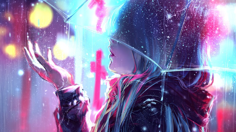 anime girl, anime, rain, artist, artwork, digital art, hd, 4k, artstation