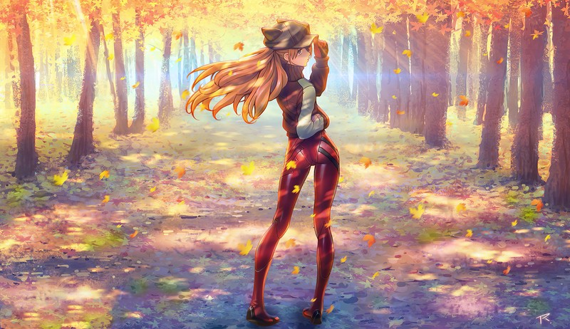 asuka langley soryu, neon genesis evangelion, anime girl, anime, hd, artist, artwork, digital art, 4k, artstation