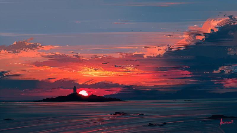 artstation, artist, artwork, digital art, hd, 4k, sunset