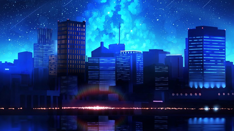 buildings, neon, artist, artwork, digital art, hd, 4k