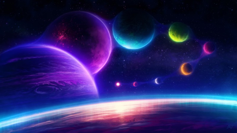 planets, space, digital universe, artist, artwork, digital art, hd, 4k, scifi, pink, deviantart