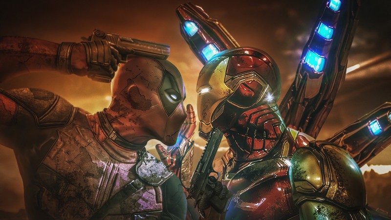 deadpool, iron man, hd, 4k, superheroes, artwork