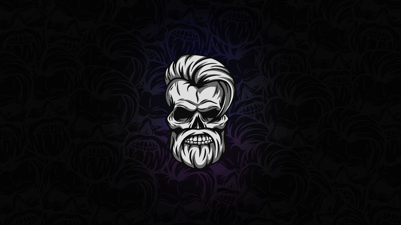 skull, beard, artist, artwork, digital art, hd, 4k, minimalism, minimalist