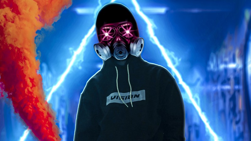mask, smoke, artist, artwork, digital art, hd, 4k, hoodie