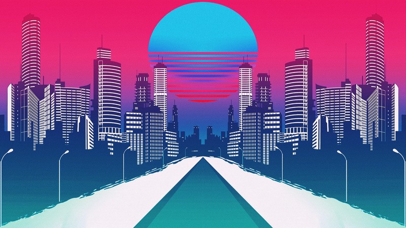 cityscape, retro, artist, artwork, digital art, hd, 4k
