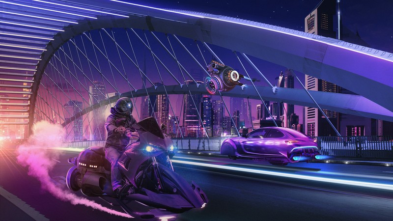 scifi, biker, artist, artwork, digital art, hd, 4k, behance