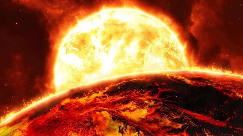 sun, planet, flame, fire, bright, 4k