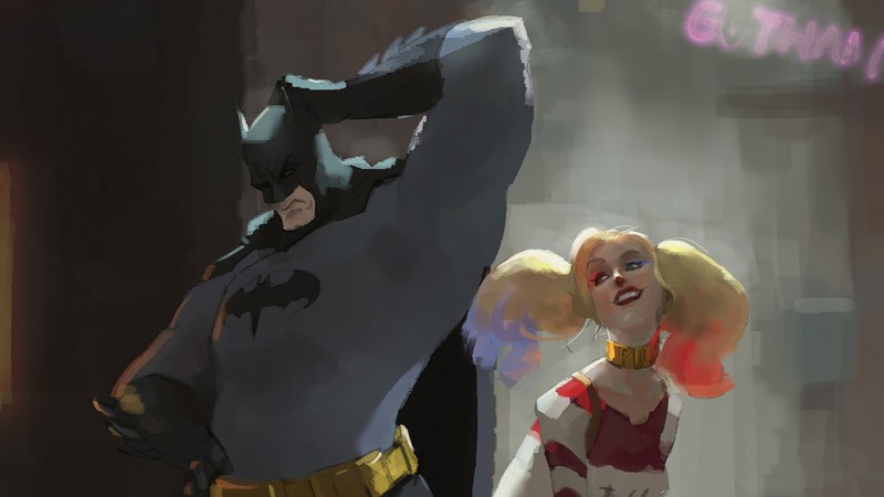batman, hd, 4k, superheroes, portrait, artwork, artstation, harley quinn