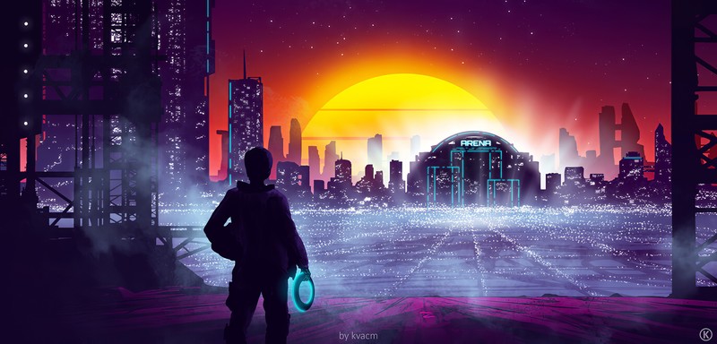 retrowave, synthwave, artist, artwork, digital art, hd, 4k, artstation