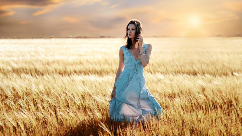 girls, model, hd, field, outdoors, 4k