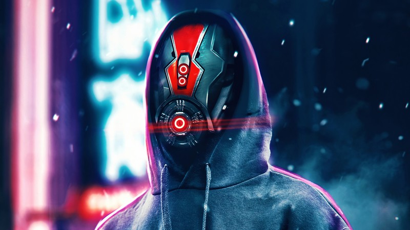 anonymus, hoodie, robot, scifi, artist, artwork, digital art, hd, 4k