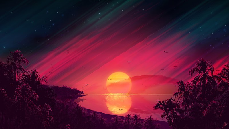 sunrise, artist, artwork, digital art, hd, reflection, 4k, deviantart