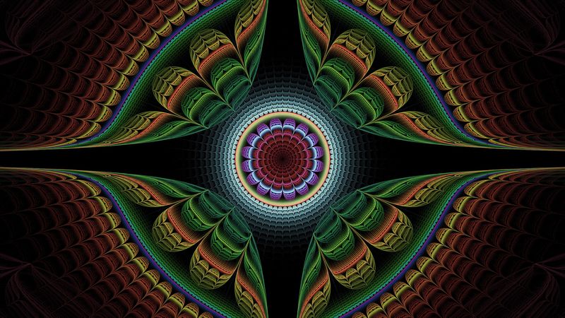 fractal, pattern, symmetry, colorful, abstraction, 4k