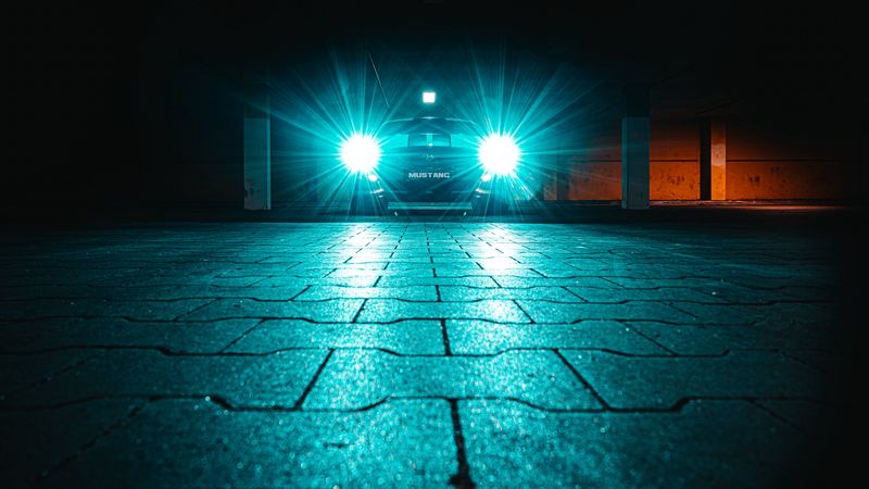 car, headlights, light, bright, night, darkness, 4k