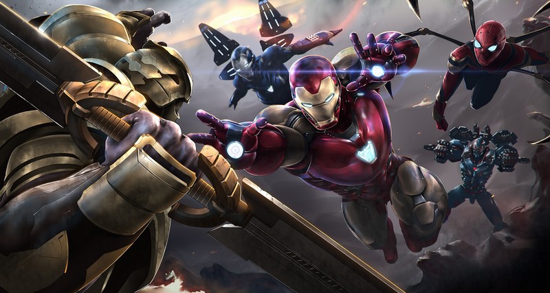 thanos, iron man, hd, 4k, superheroes, artwork