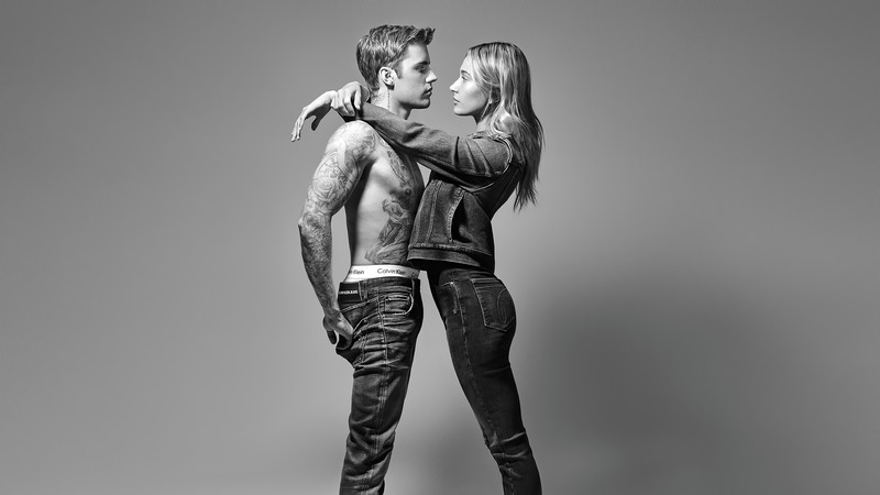 hailey baldwin, justin bieber, celebrities, girls, model, hd, 4k, monochrome, black and white