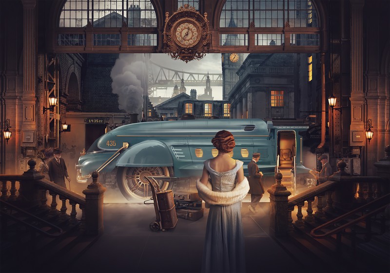 train, artist, artwork, digital art, hd, 4k, behance