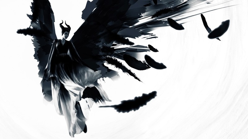 maleficent, maleficent mistress of evil, 2019 movies, movies, hd, 4k, monochrome, black and white, poster, wings