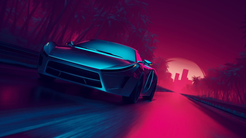 cars, artist, artwork, digital art, hd, 4k, behance, retrowave, road