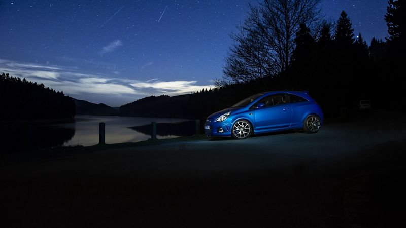 car, blue, side view, dark, night, 4k