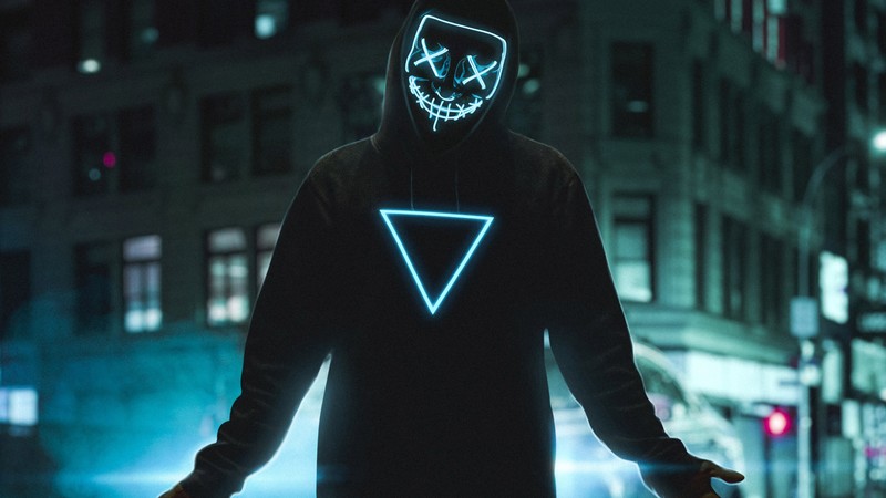 neon, hoodie, mask, photography, hd, 4k