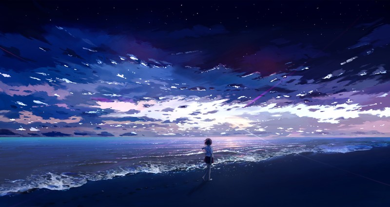 anime girl, anime, artist, artwork, digital art, hd, 4k, waves