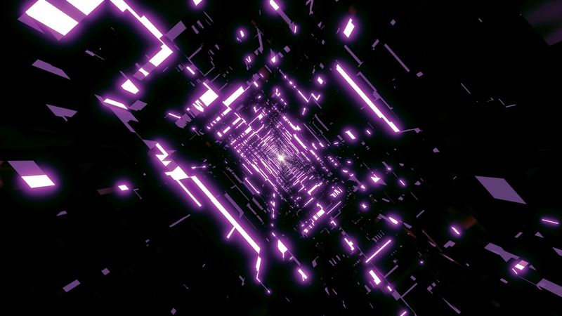 tunnel, immersion, glow, purple, abstraction, 4k