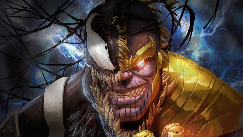 venom, thanos, superheroes, artist, artwork, digital art, hd, artstation