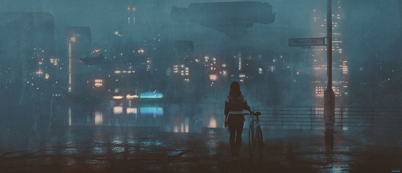 bicycle, artist, artwork, digital art, hd, 4k