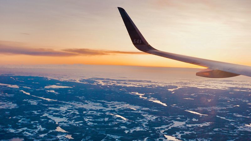 airplane, wing, view, land, overview, 4k