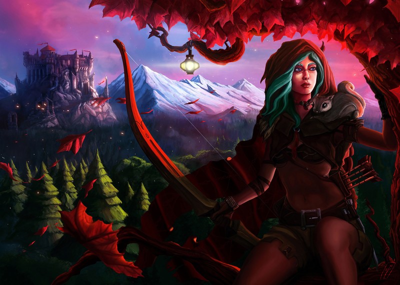 fantasy girls, archer, artist, artwork, digital art, 4k, deviantart