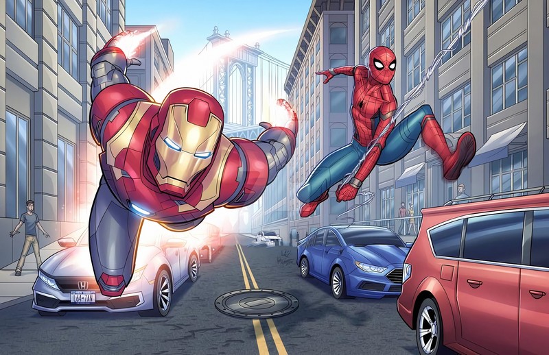 iron man, spiderman, hd, 4k, superheroes, artwork, digital art