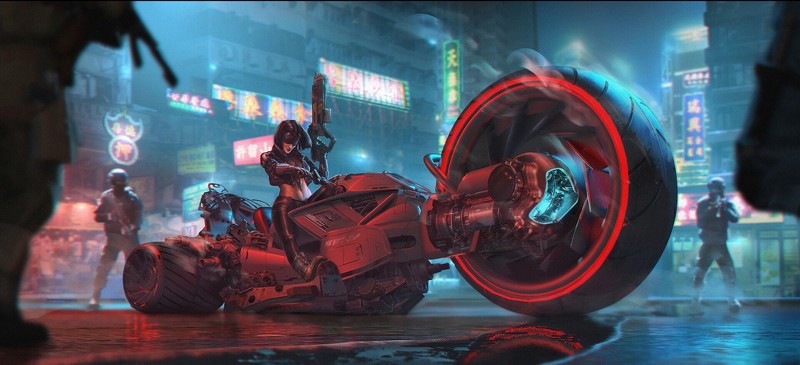 cyberpunk, biker, artist, artwork, digital art, hd