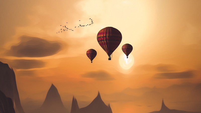 air balloon, artist, artwork, digital art, hd, 4k
