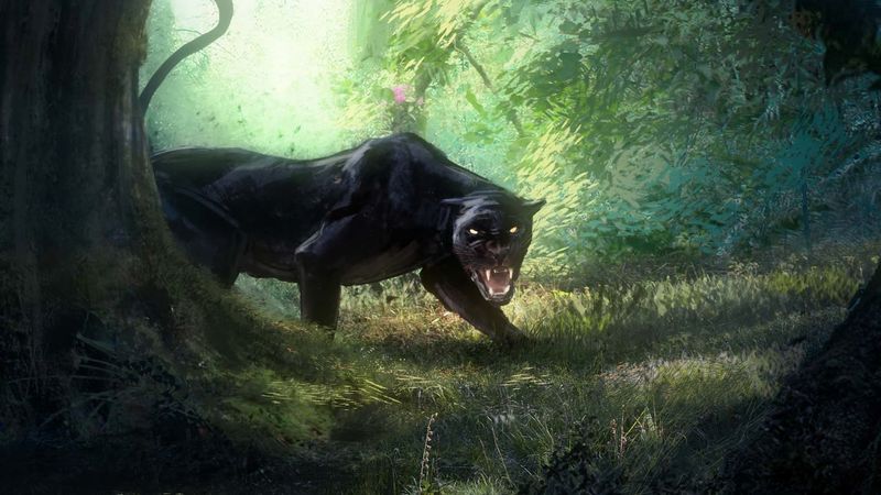 panther, grin, big cat, predator, art, 4k