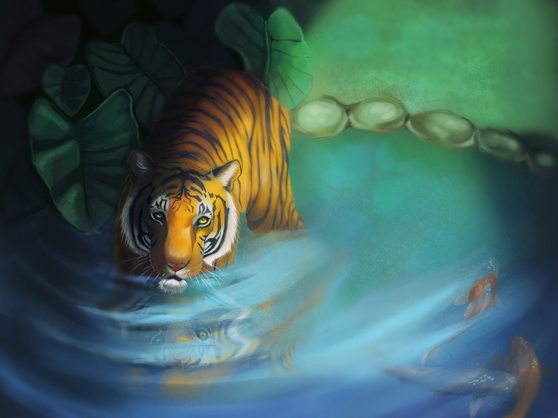 tiger, animals, artist, artwork, digital art, hd, deviantart, 4k