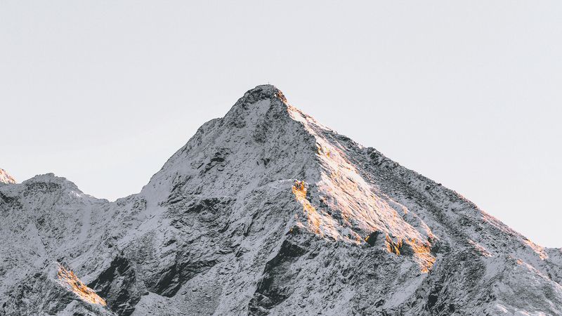 mountain, peak, snowy, slope, landscape, 4k