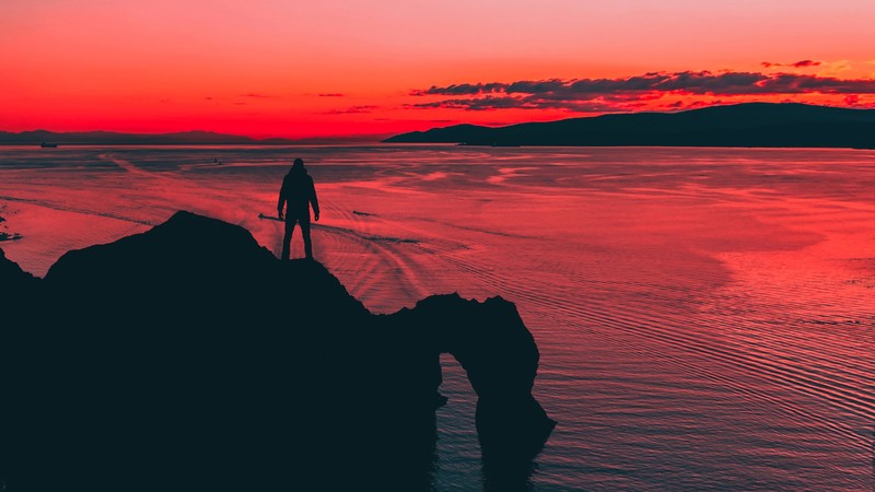 silhouette, sunset, evening, photography, hd, 4k