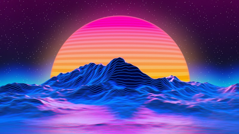 retrowave, sunset, artist, artwork, digital art, hd, 4k, 5k